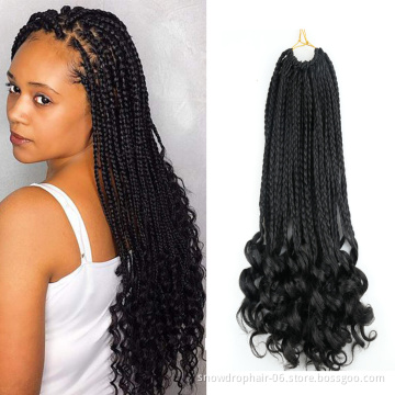 Julianna 14 18 24 Inch Ombre Black Brown Crochet Braids Synthetic Braiding Hair Extensions Box Braids With Curly End
